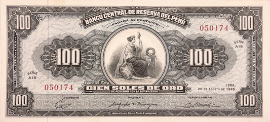 Perú - 1965 - 100 Soles de Oro - Sin Circular