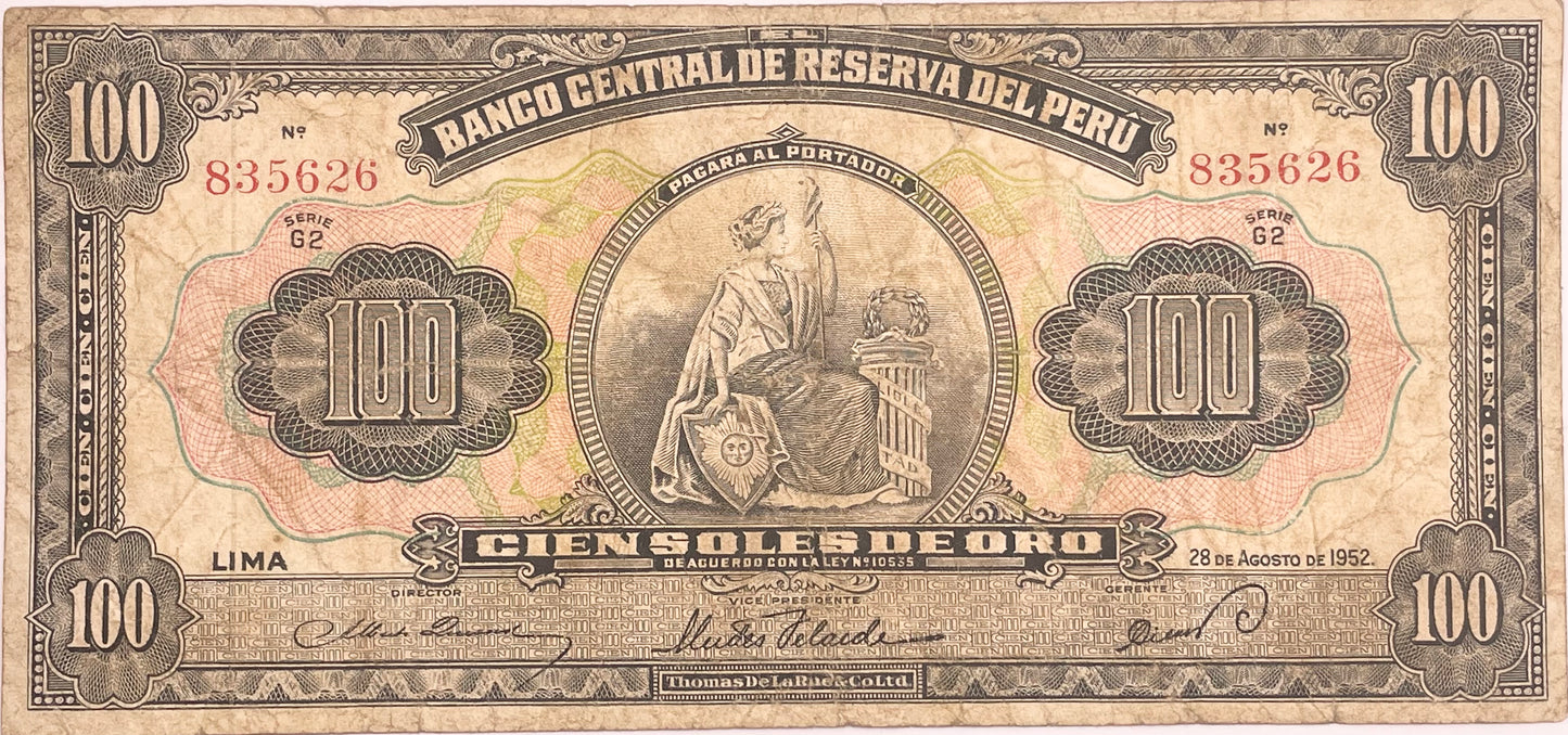 Perú - 1952 - 100 Soles de Oro