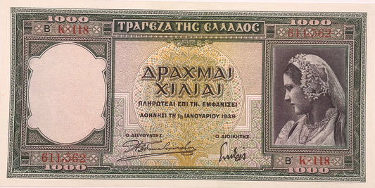 Grecia - 1939 - 1000 Dracma