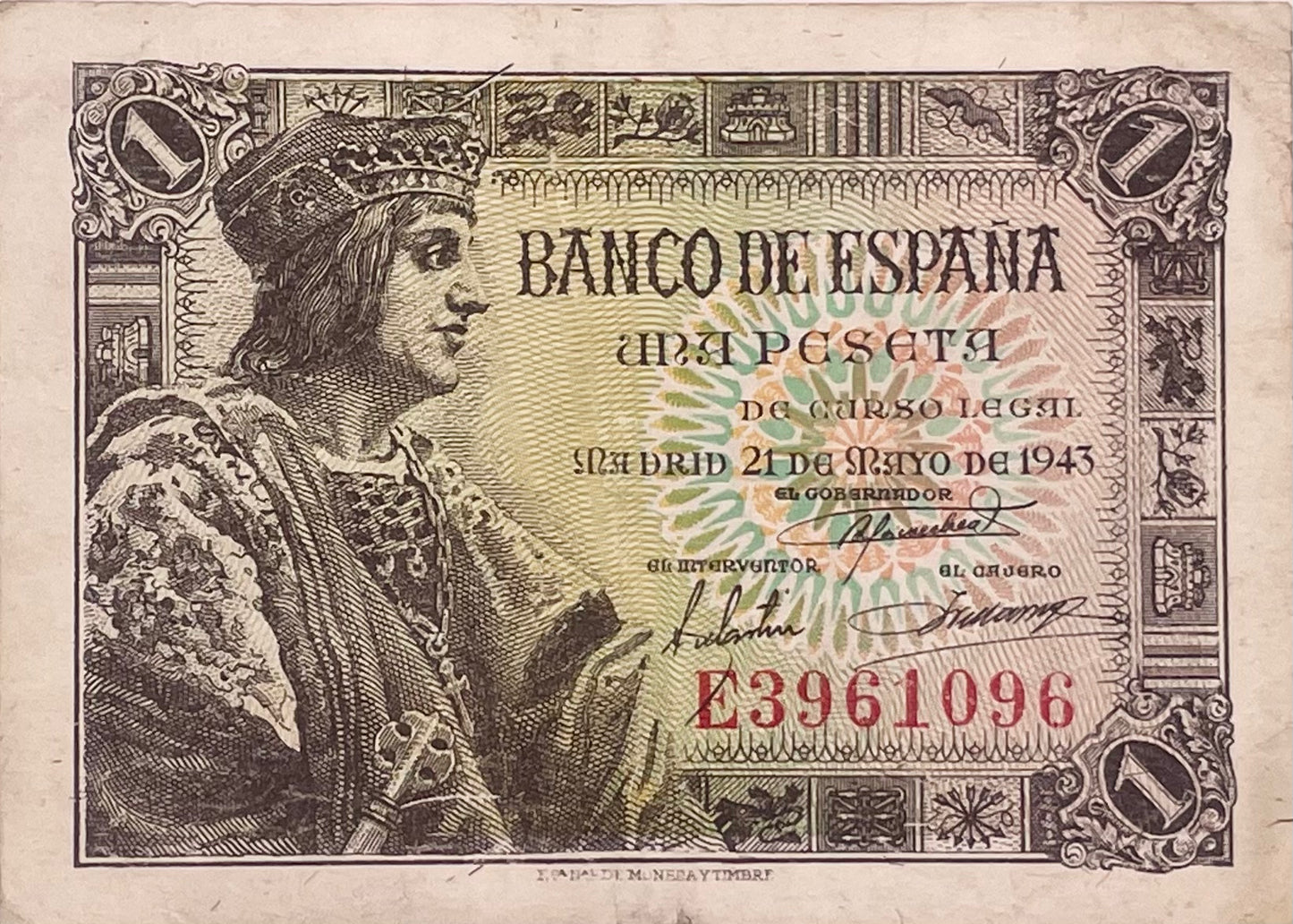 España - 1943 - 1 Peseta