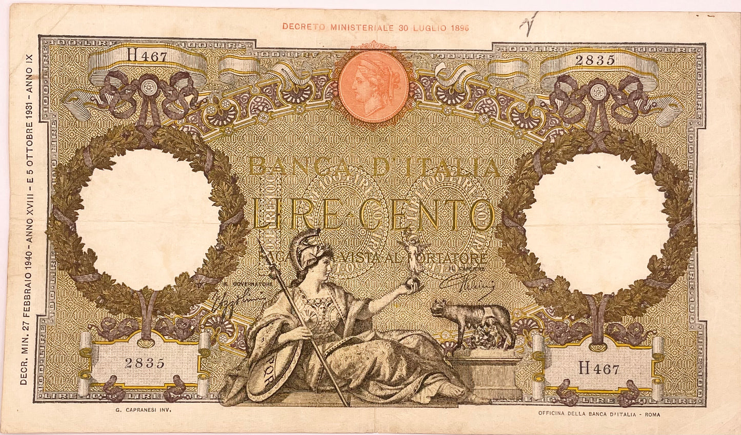 Italia - 1940 - 100 Liras