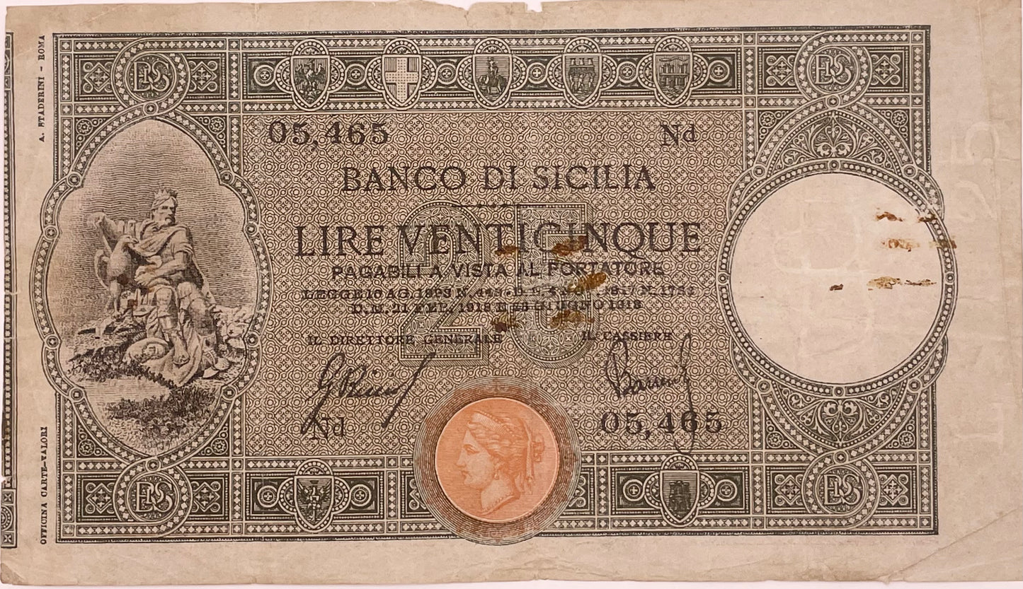 Italia - 1918 - 25 Liras
