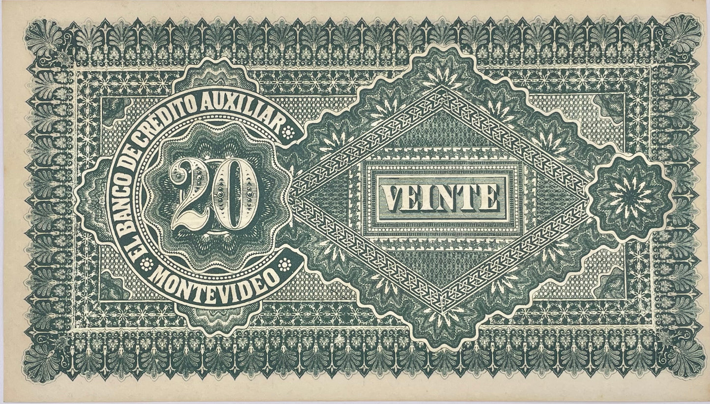 Uruguay - 1887 - 20 Pesos - Banco de Crédito Auxiliar