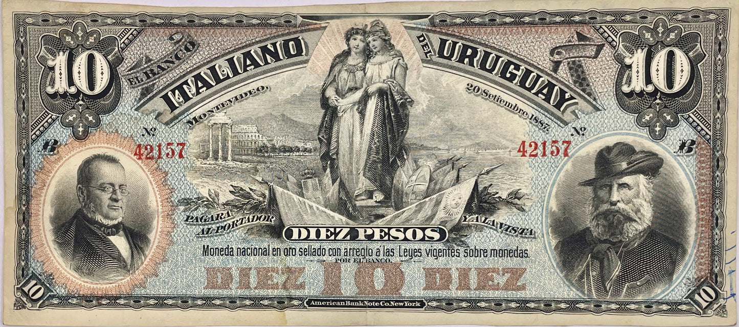 Uruguay - 1887 - 10 Pesos - Banco Italiano del Uruguay