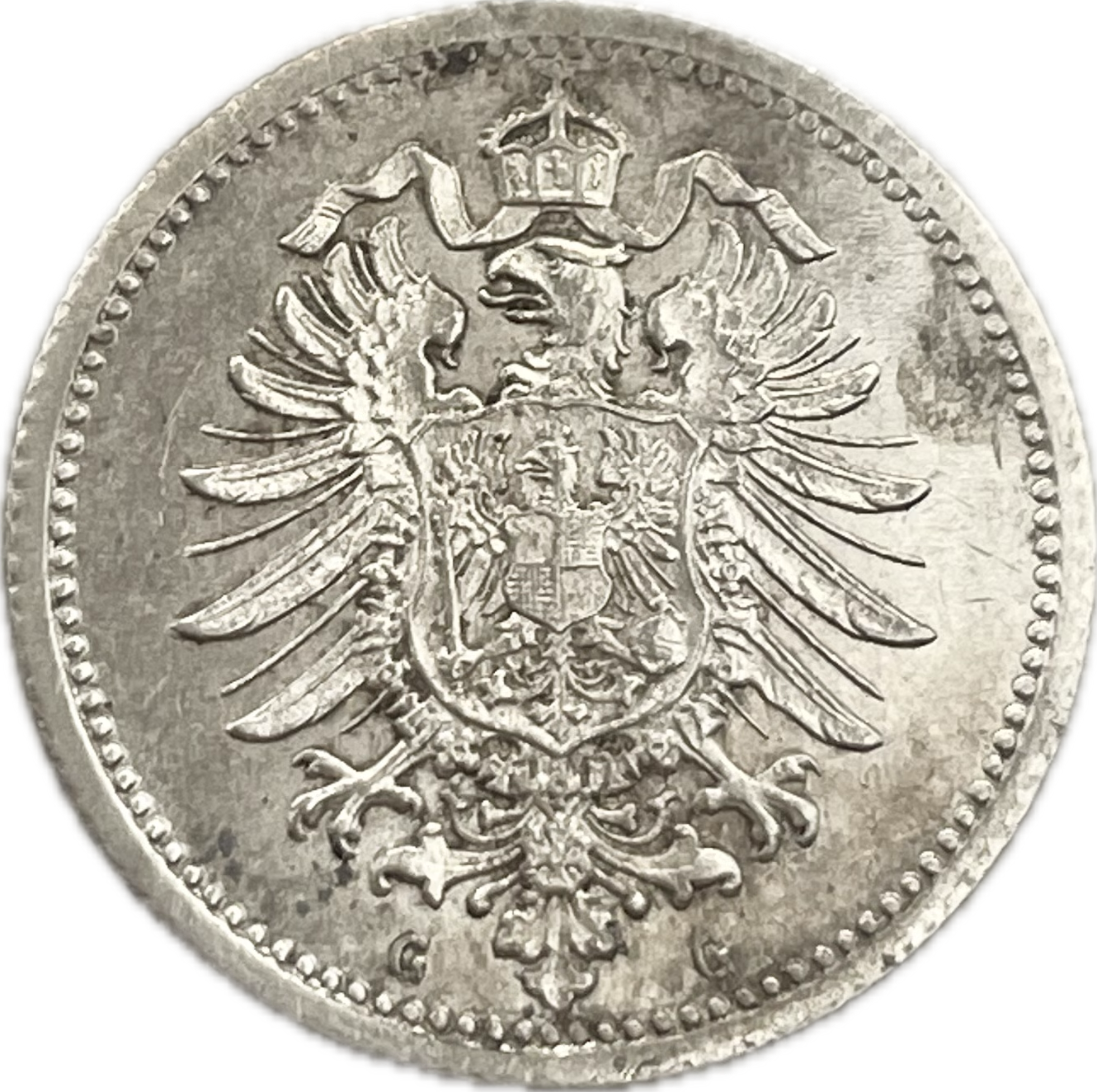 Alemania - 1875 G - 20 Pfennig - Sin Circular