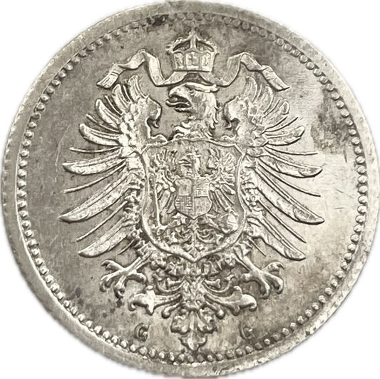 Alemania - 1875 G - 20 Pfennig - Sin Circular