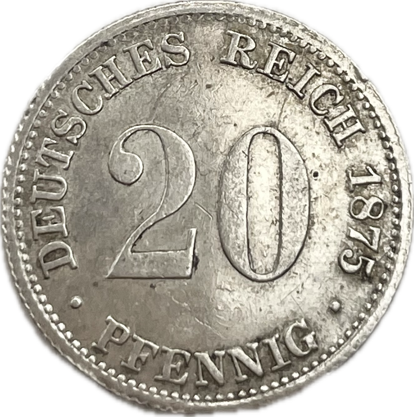 Alemania - 1875 G - 20 Pfennig - Sin Circular
