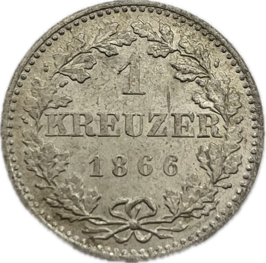 Alemania - 1866 - Frankfurt - 1 Kreuzer - Sin Circular