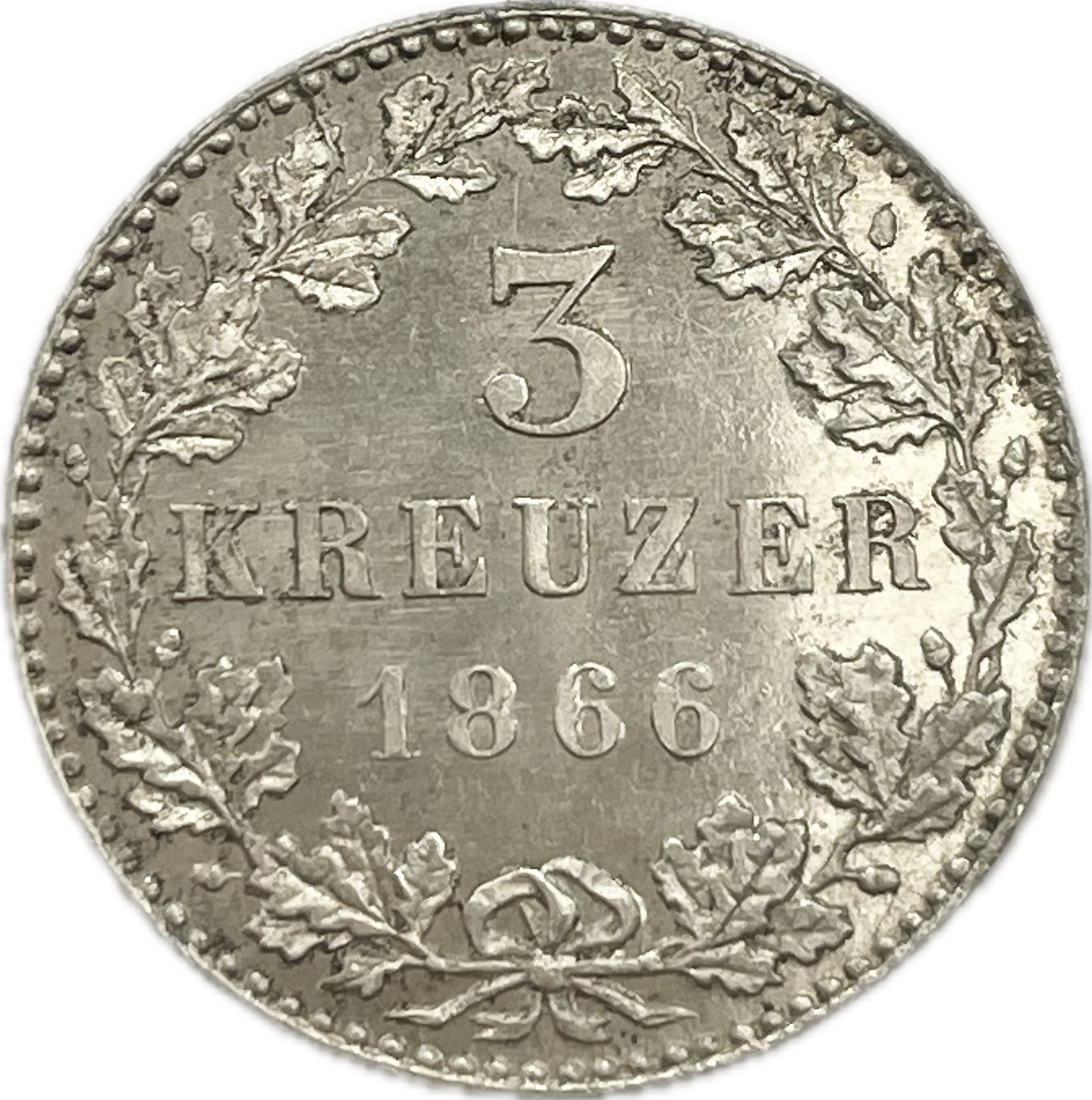 Alemania - 1866 - Frankfurt - 3 Kreuzer - Sin Circular