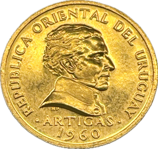 MO_ Uruguay - 2 Centésimos 1960 - Ensayo en Oro