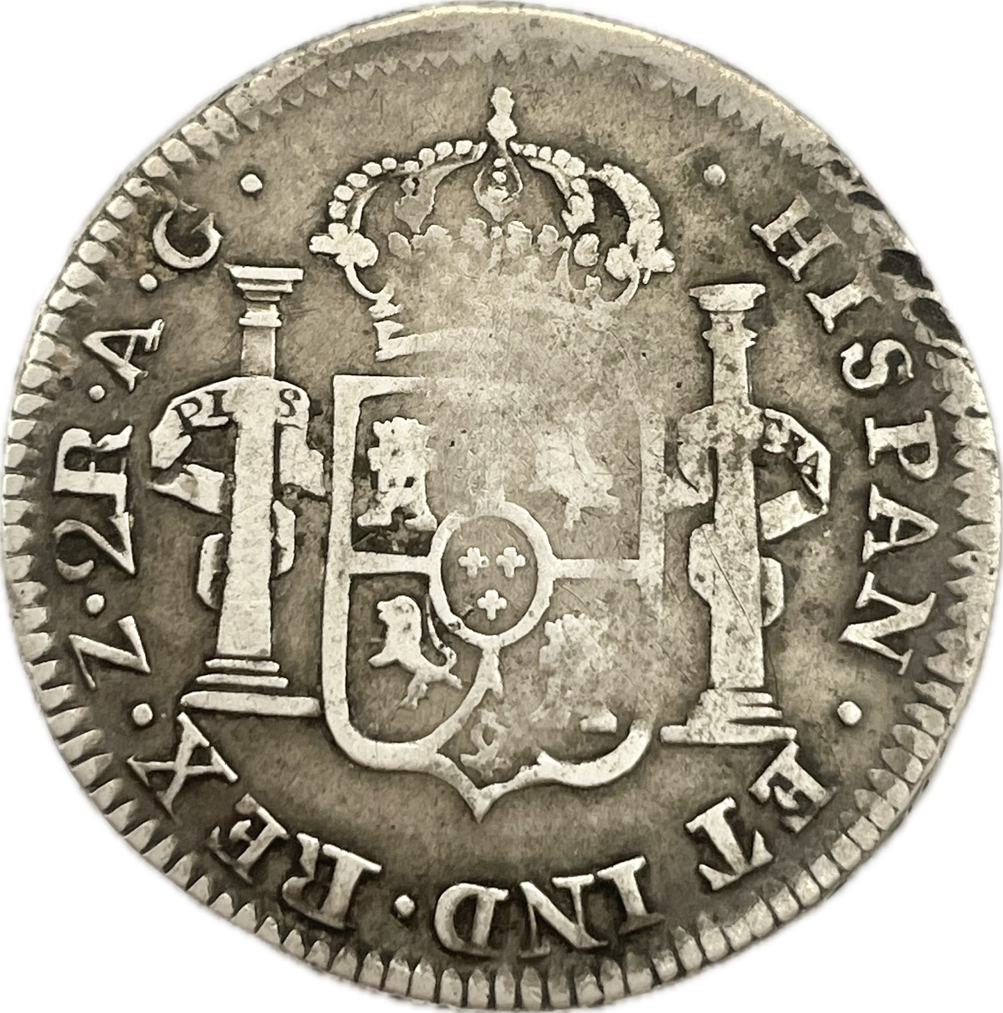 España Colonial - 1820 - Zacatecas, México - 2 Reales