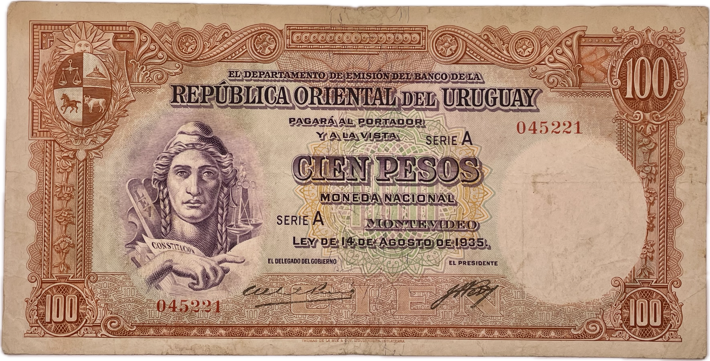 Uruguay - 1935 - 100 Pesos - 9.VII.1 - Banco de la República Oriental del Uruguay