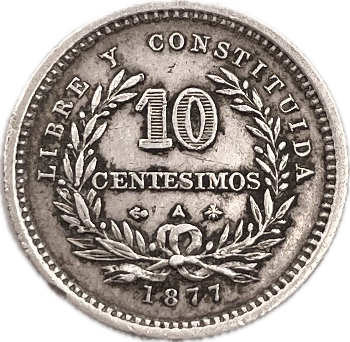Uruguay - 1877 - 10 Centésimos