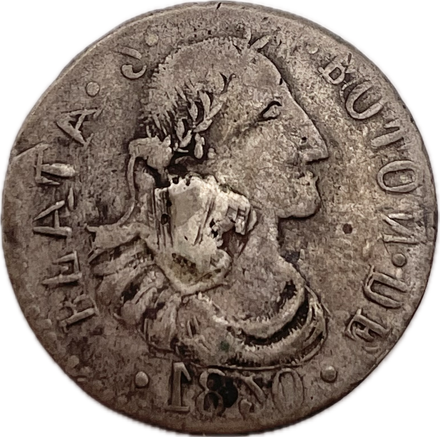 Botón Gauchesco de Plata - 1820 - Escudo Español
