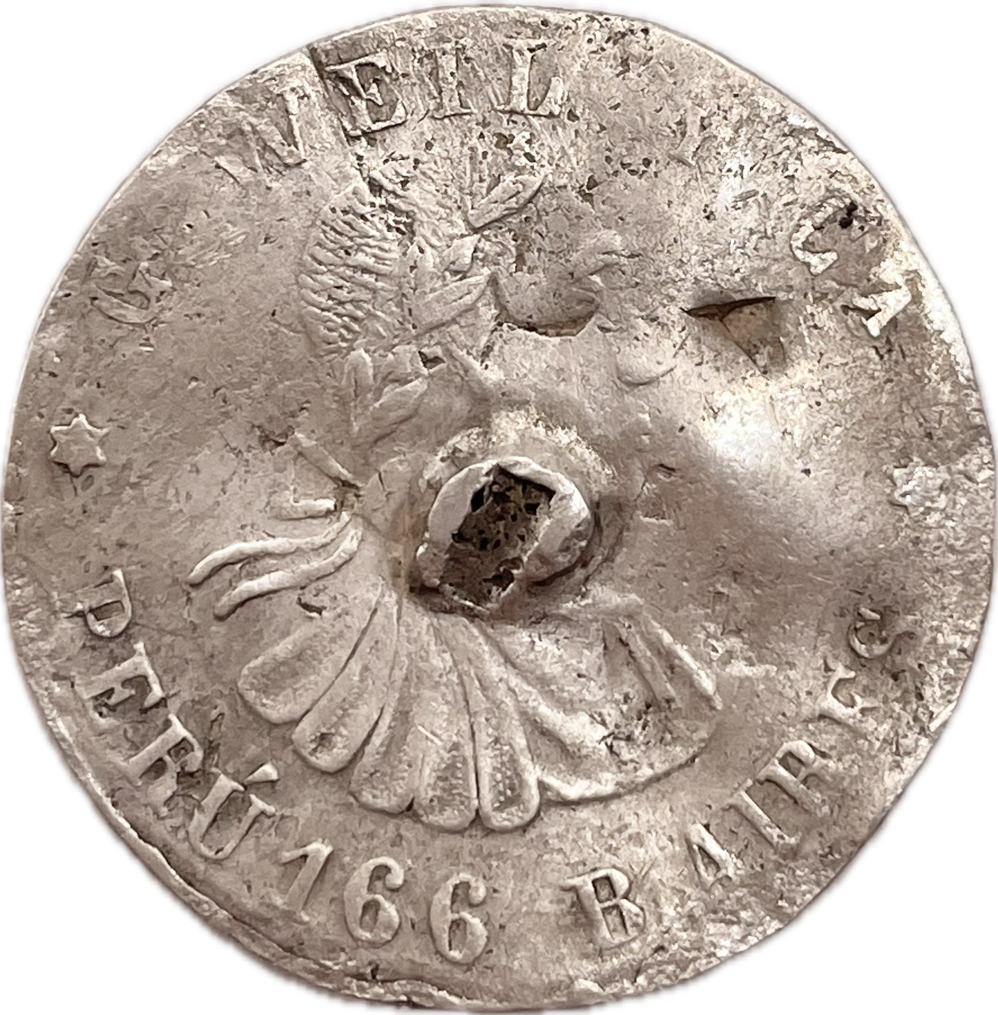 Botón Gauchesco de Plata - Perú 166 B.Aires - Escudo Español