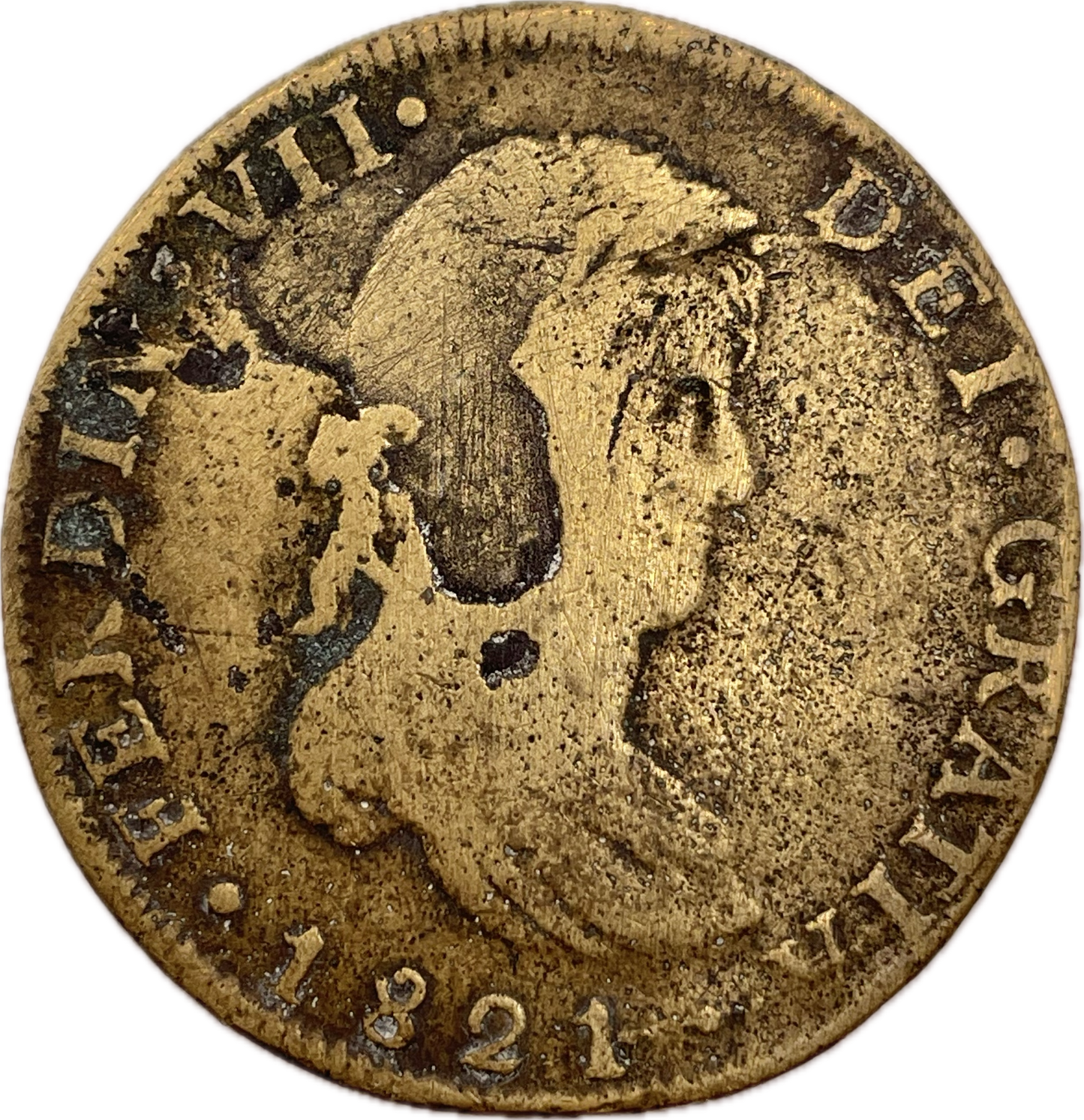 Botón Gauchesco - 1821 - México - 8 Reales, Falsa de Epoca