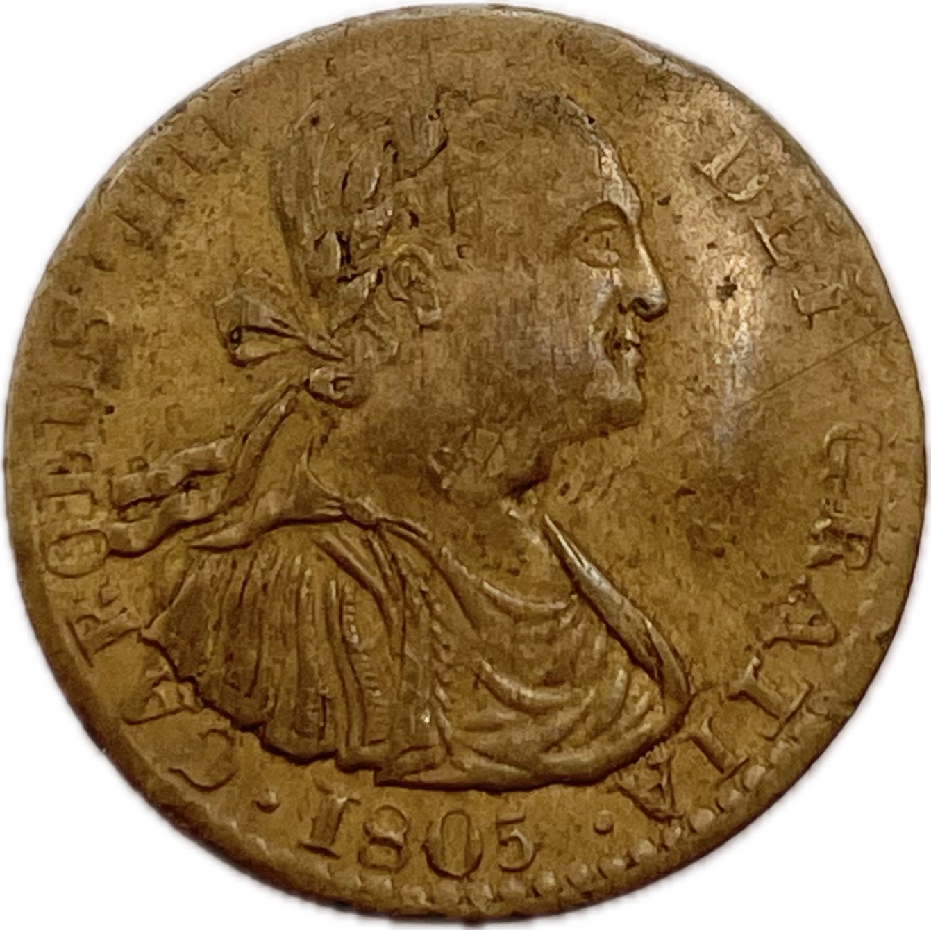 Botón Gauchesco - 1805 - 8 Reales, Lima - Carlos IV