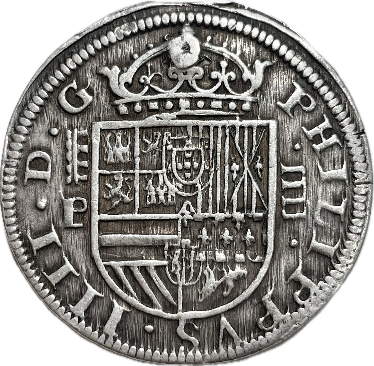 España - 1628 - 4 Reales - Intento de Perforación