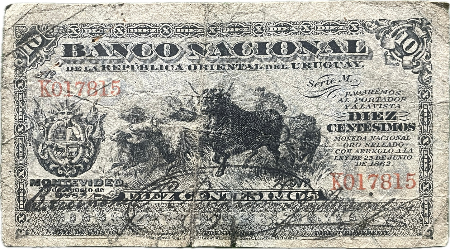 Uruguay - 1887 - 10 Centimos, Banco Nacional