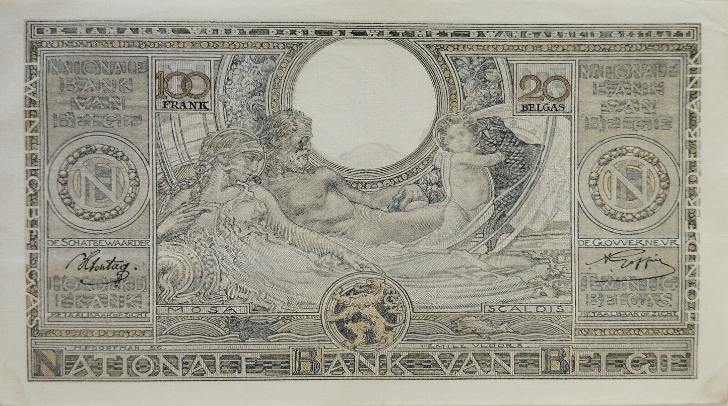 Belgica - 1939 - 100 Francos / 20 Belgas