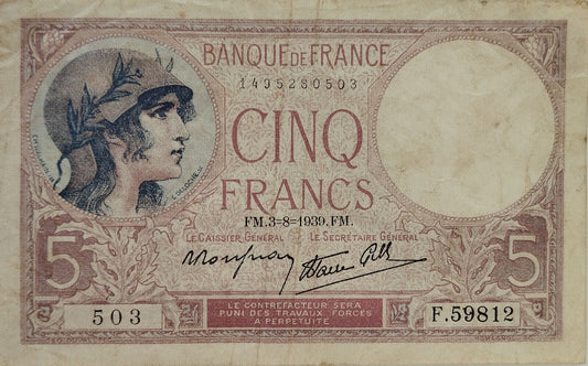 Francia - 1939 - 5 Francos