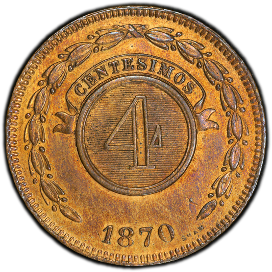 AM_ Paraguay - 4 Centésimos - 1870 - Certificada