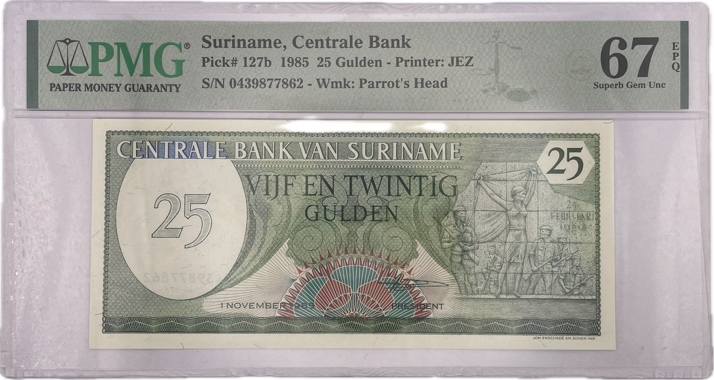 Surinam - 1985 - 25 Gulden - Certificado PMG 67