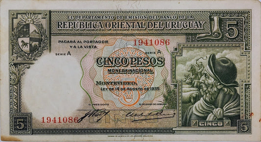 Uruguay - 1935 - 5 Pesos - 9.IV.1