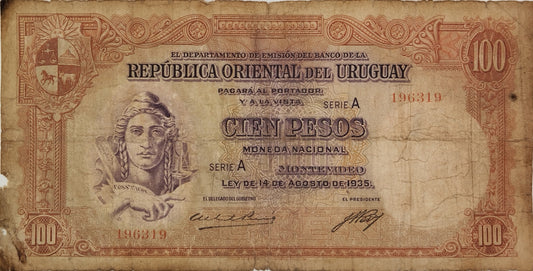 Uruguay - 1935 - 100 Pesos - 9.VII.1 - Banco de la Republica Oriental del Uruguay