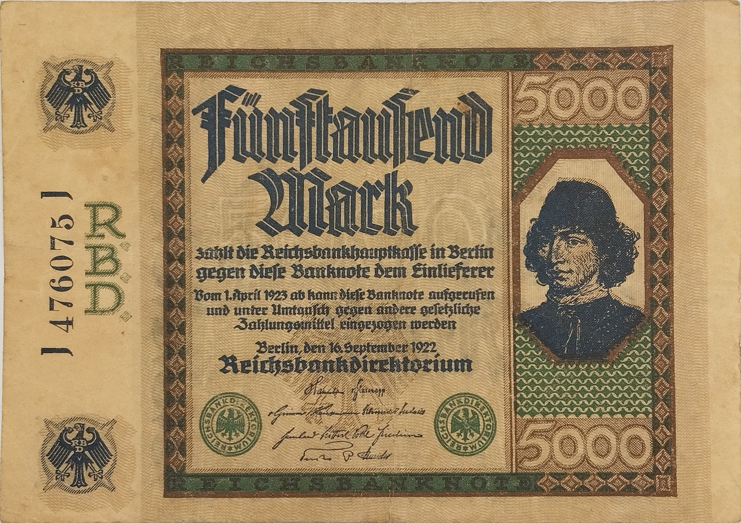Alemania - 1922 - 5000 Marcos