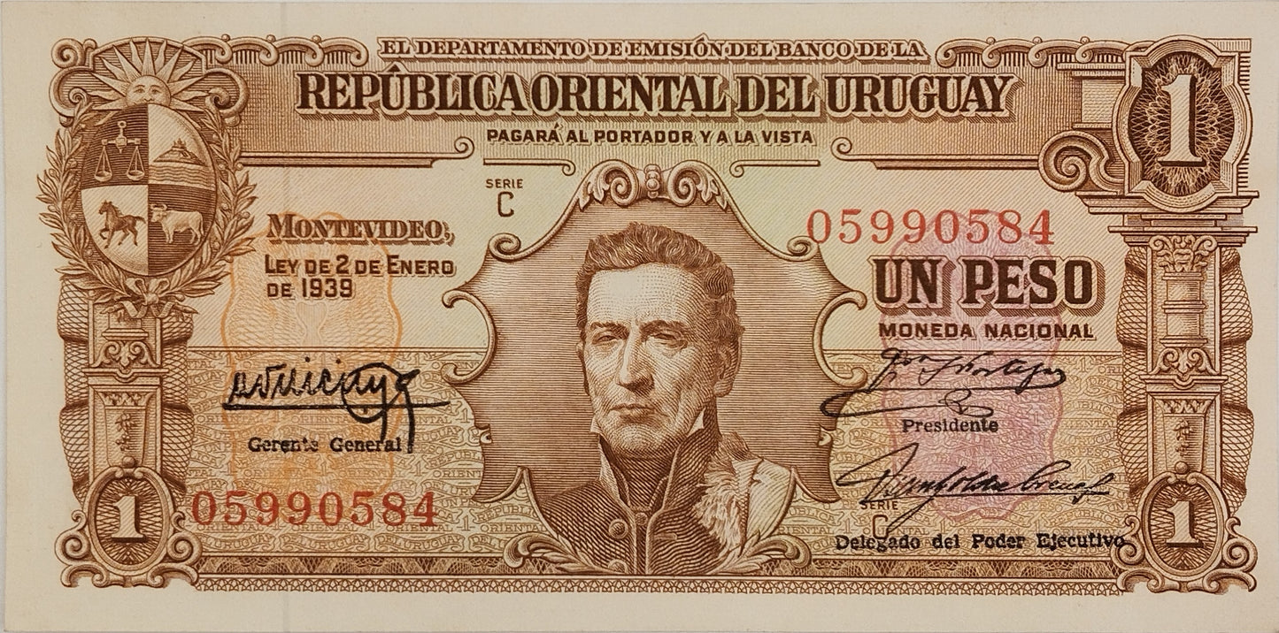 Uruguay - 1939 - 1 Peso - 10.III.13 - Sin Circular