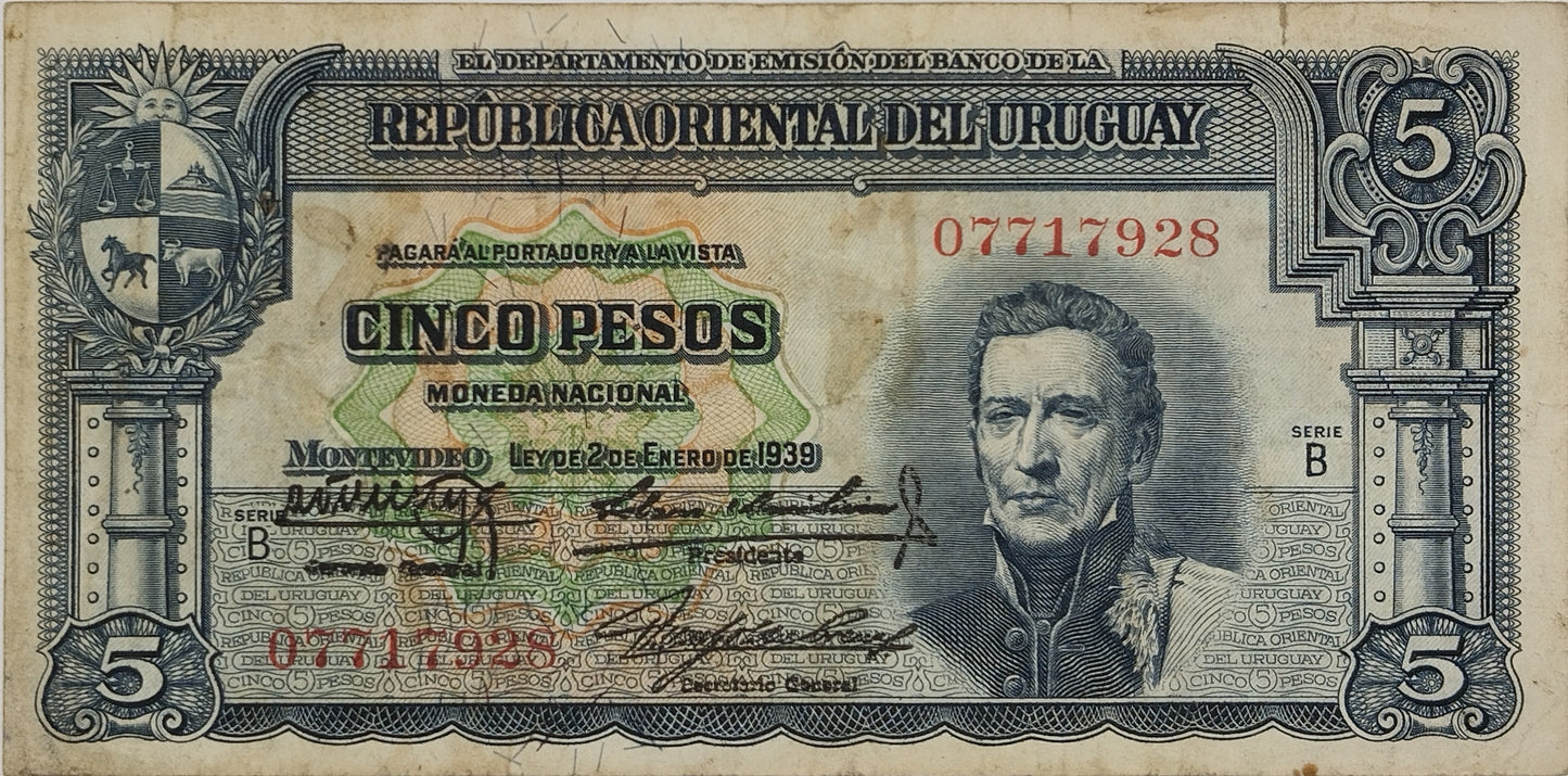 Uruguay - 1939 - 5 Pesos - 10.IV.23