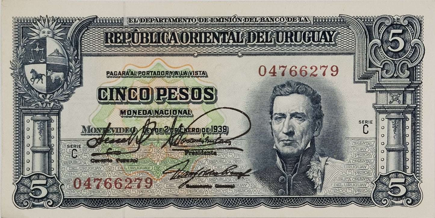 Uruguay - 1939 - 5 Pesos - 10.IV.25 - Sin Circular