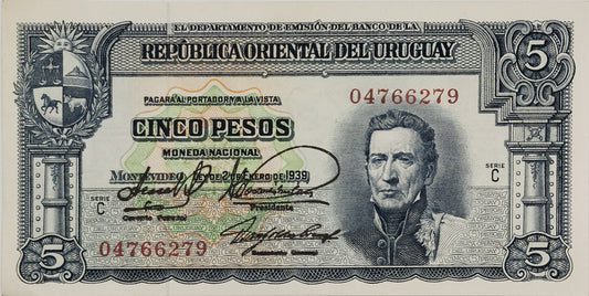 Uruguay - 1939 - 5 Pesos - 10.IV.25 - Sin Circular
