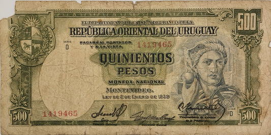 Uruguay - 1939 - 500 Pesos - 10.VIII.15