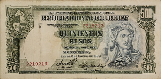 Uruguay - 1939 - 500 Pesos - 10.VIII.17