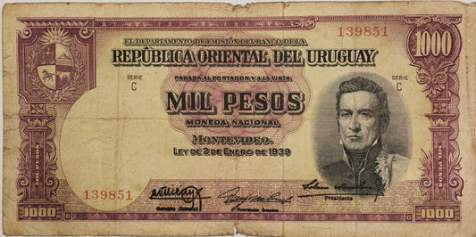 Uruguay - 1939 - 1000 Pesos - 10.IX.10