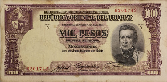 Uruguay - 1939 - 1000 Pesos - 10.IX.14