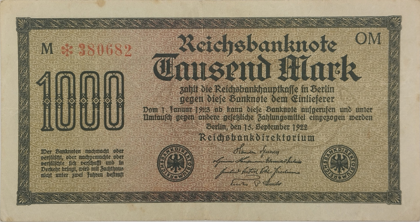 Alemania - 1922 - 1000 Marcos