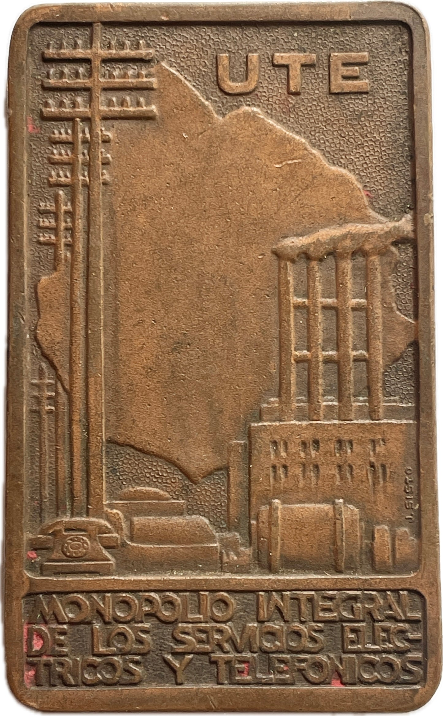 Uruguay - 1947 - Medalla UTE Monopolio integral de servicios telefonicos y electricos