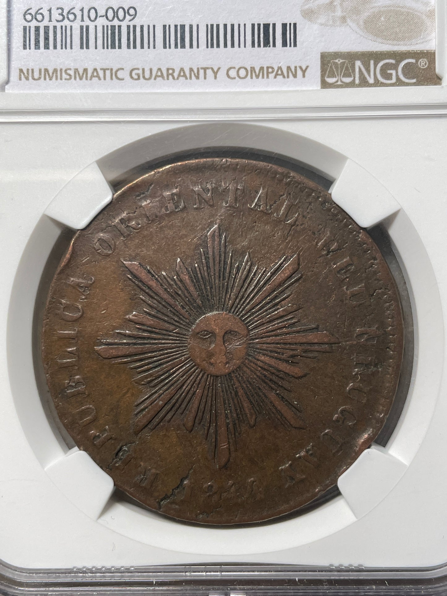 Uruguay - 1844 - 40 Centésimos - 6.3.2 - Certificada NGC XF45
