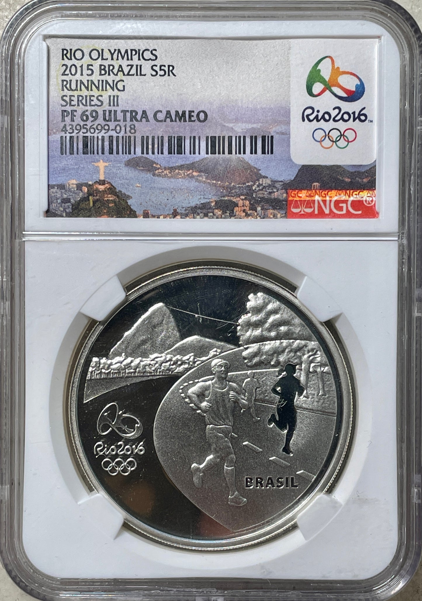 Brasil - 2015 - 5 Reales - Olimpiadas de Rio - Onza de Plata - Certificada NGC PF69