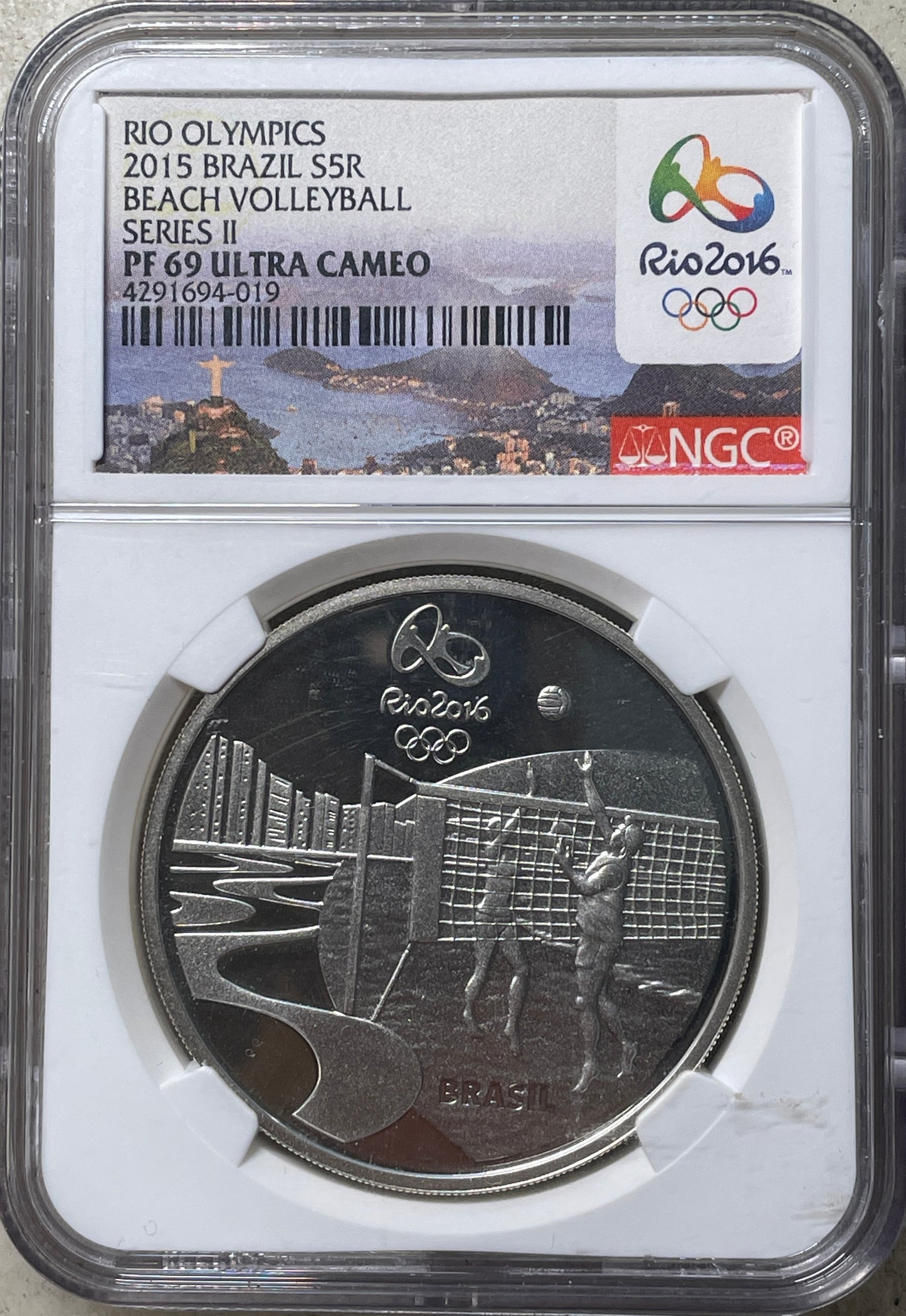Brasil - 2015 - 5 Reales - Olimpiadas de Rio - Onza de Plata - Certificada NGC PF69