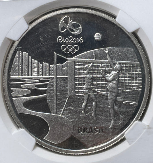 Brasil - 2015 - 5 Reales - Olimpiadas de Rio - Onza de Plata - Certificada NGC PF69