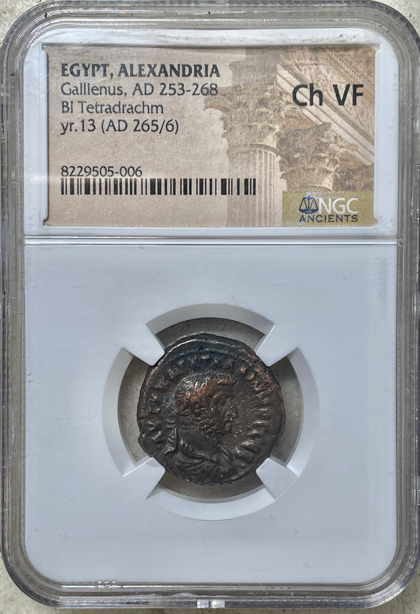 Imperio Romano - 253 a 268 - Egipto, Alejandría - Galieno - Tetradracma - Certificada NGC VF