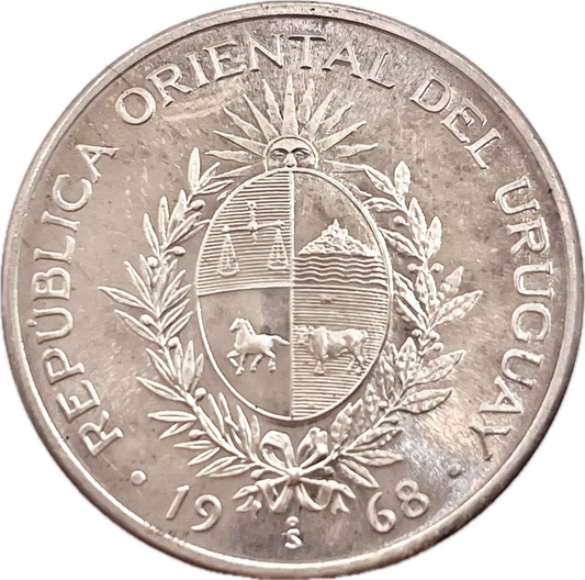 Uruguay - 1968 - 20 Pesos - Ensayo en Plata - Sin Circular