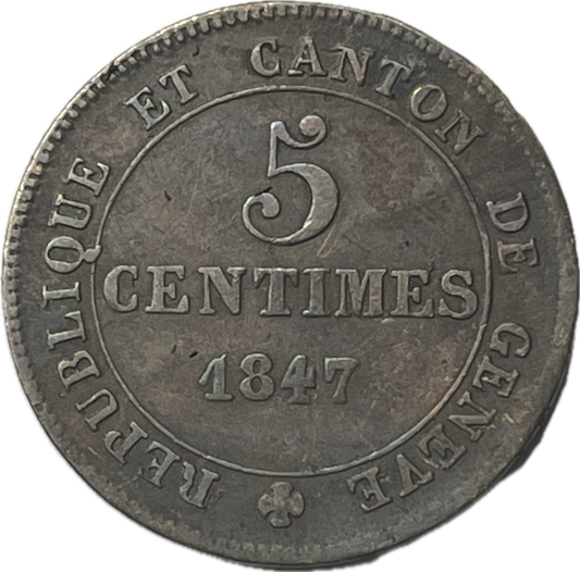 ME_ Ginebra, Suiza - 5 centimes - 1847