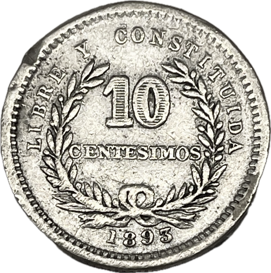 MU_ Uruguay - 10 Centésimos - 1893, Sin Ceca