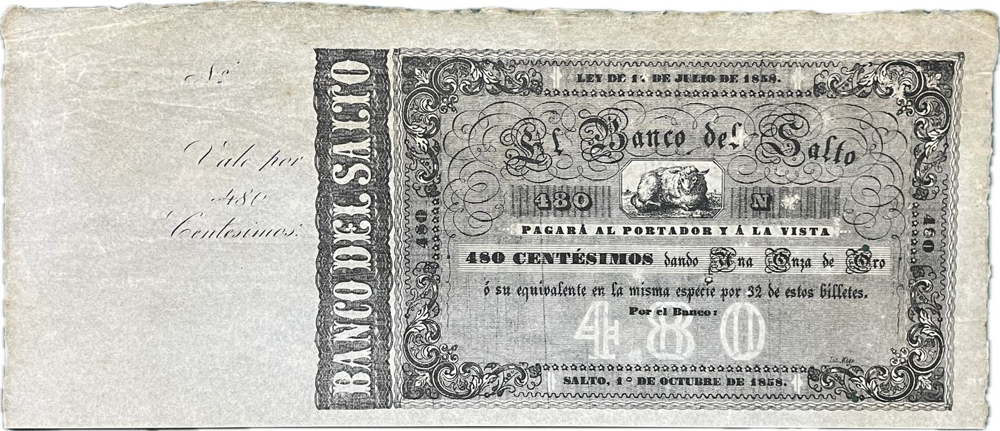 Uruguay - 1858 - 480 Centésimos, Banco de Salto