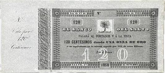 Uruguay - 1858 - 120 Centésimos, Banco de Salto